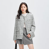 Women's Gray Raw Edge Tweed Jacket